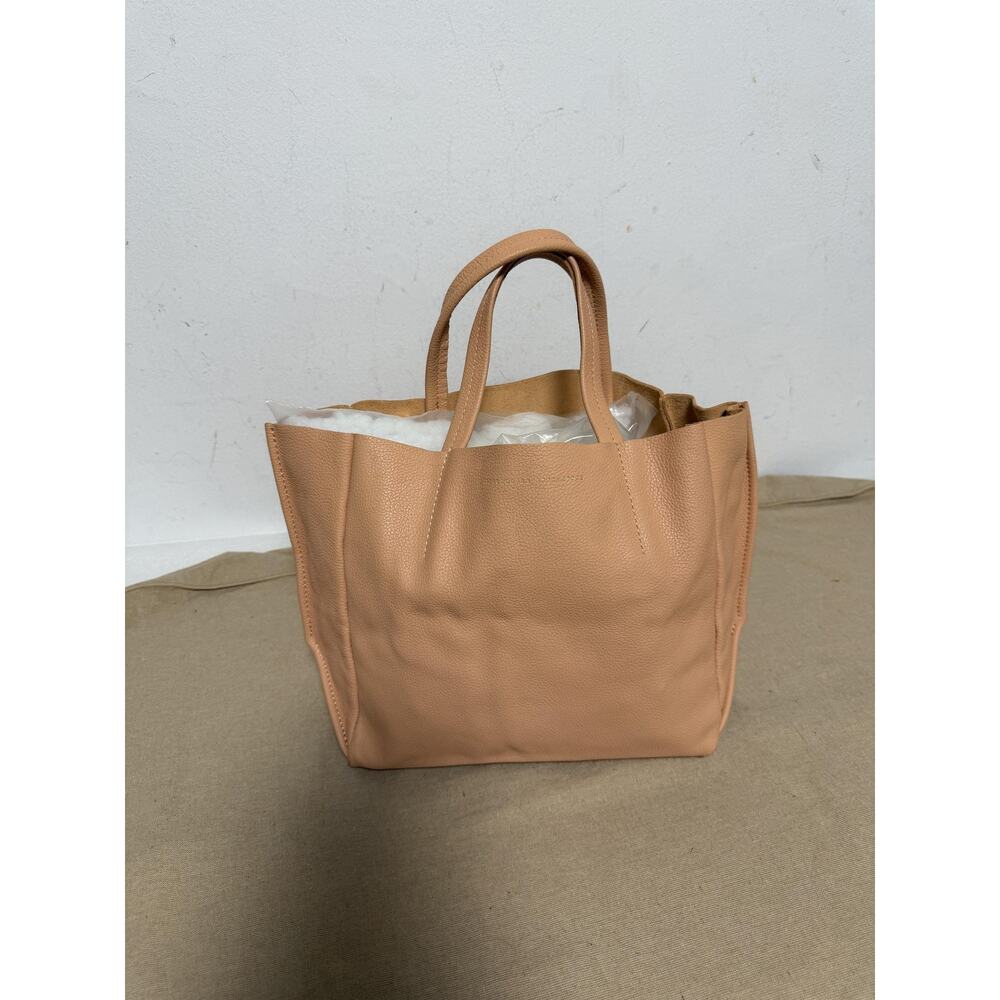 Ampersand As Apostrophe Tote Bag Womens Small Beige Leather Snap Top Casual